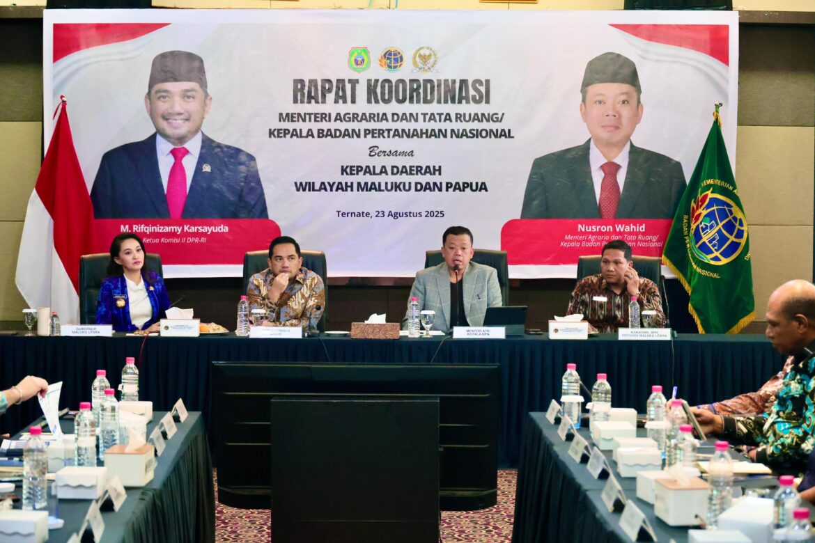 Rakor di Maluku Utara, Menteri Nusron Tekankan Pentingnya Dukungan Pemda dalam Pembuatan Sertipikat Tanah
