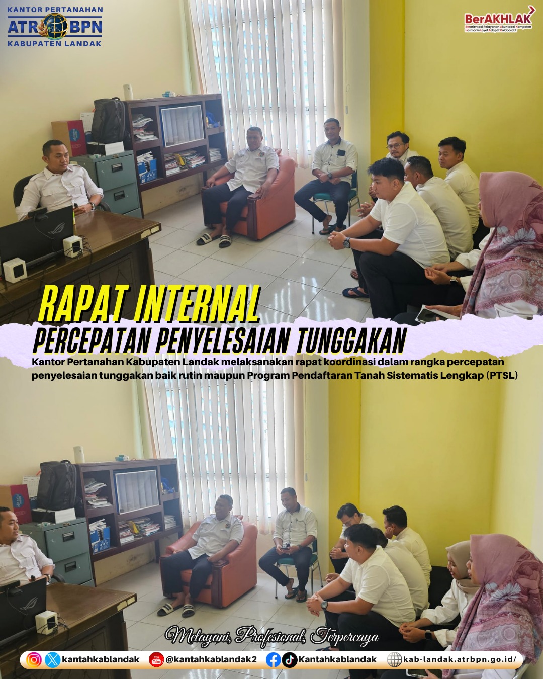 Kantor Pertanahan Kabupaten Landak Gelar Rapat Internal Percepatan Penyelesaian Tunggakan Pekerjaan